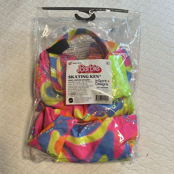 Barbie movie Skating Ken outfit with accessories, neon pink/yellow/blue adult S - Picture 8 of 8